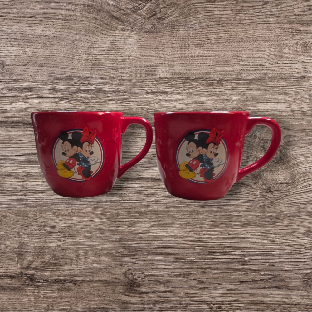 Disney Red Mickey & Minnie Mouse Mugs
